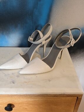 Alexander Wang Pointed-Toe Ankle-Strap Heels in White
